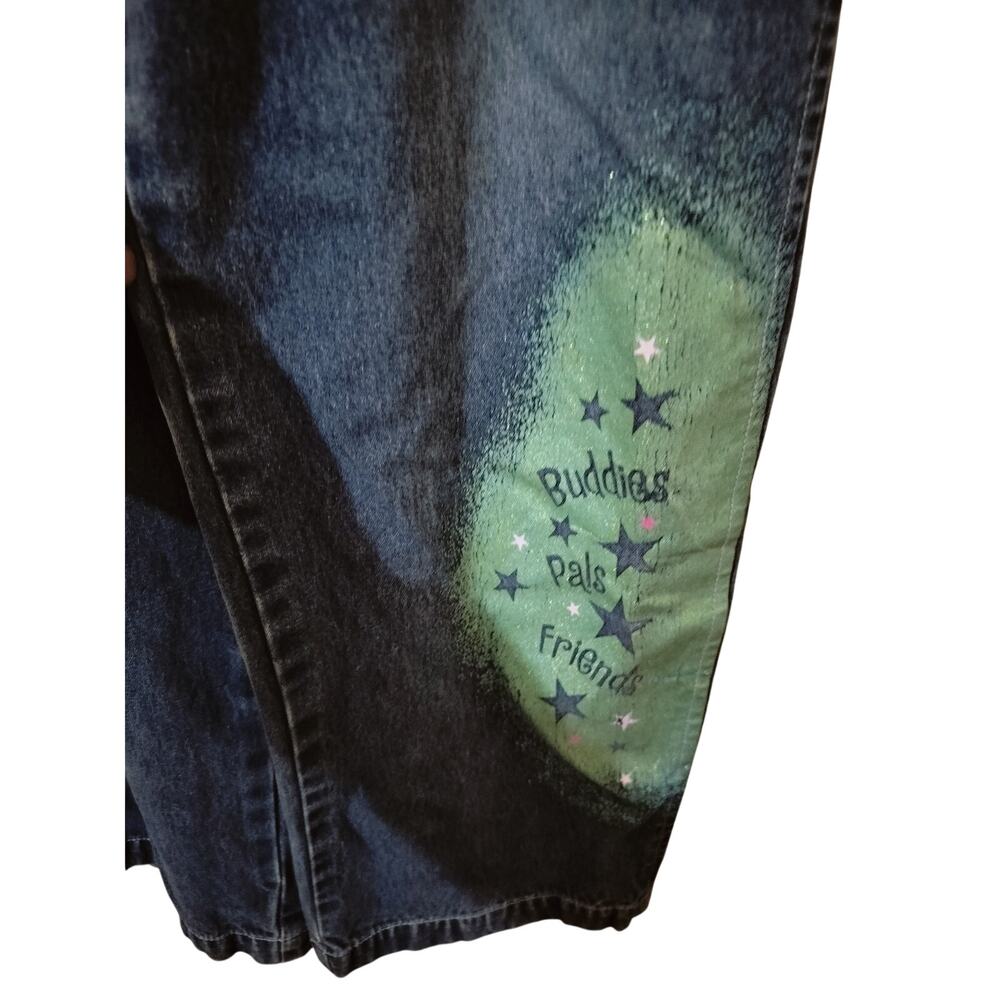 5637)Vtg 90s Disney Girls Winnie the Pooh & Tigger Denim Bib Overall Glitter 8 - Picture 5 of 10
